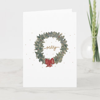 Watercolor Merry Wreath Card