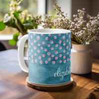 Watercolor Messy Polka Dots - blue and pink