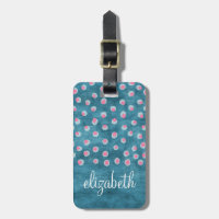 Watercolor Messy Polka Dots - blue and pink