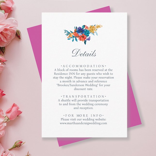 Watercolor Mexican Fiesta Flower Wedding Details Enclosure Card (Creator Uploaded)