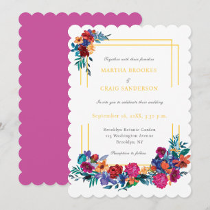Watercolor Mexican Fiesta Flower Wedding Invitation
