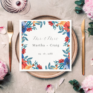 Watercolor Mexican Fiesta Flower Wedding Napkin