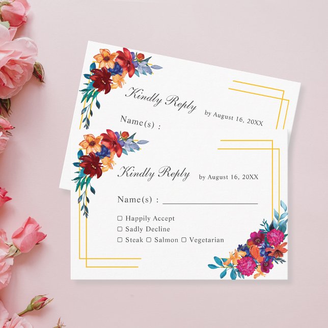 Watercolor Mexican Fiesta Wedding RSVP Card (Creator Uploaded)