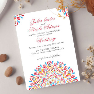 Watercolor Mexico Festival Mandala Wedding Invitation