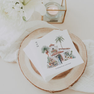 Watercolor Mexico Hacienda   Wedding Napkin