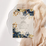 Watercolor Midnight Blue Gold Floral Wedding Invitation<br><div class="desc">Our "Watercolor Moody Florals" collection features dark florals in black, teal and midnight blue colours with golden accents combined with elegant typography for all your occasions. Mix and match the items as you wish and contact us if you have any special requests through chat or email. Check our store for...</div>