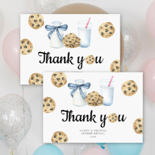 Watercolor Milk & Cookies Thank you gender reveal Card