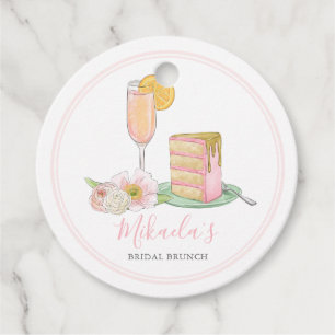 Watercolor Mimosa and Drip Cake Bridal Brunch Favour Tags