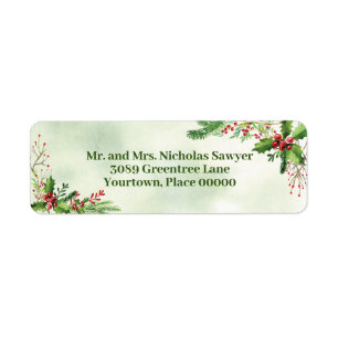 Watercolor Mingle Christmas Holiday Return Address Label