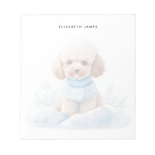 Watercolor Miniature Apricot Poodle Puppy Dog Notepad