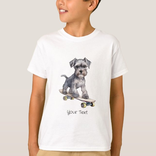 Watercolor Miniature Schnauzer Boy T-Shirt  (Front)