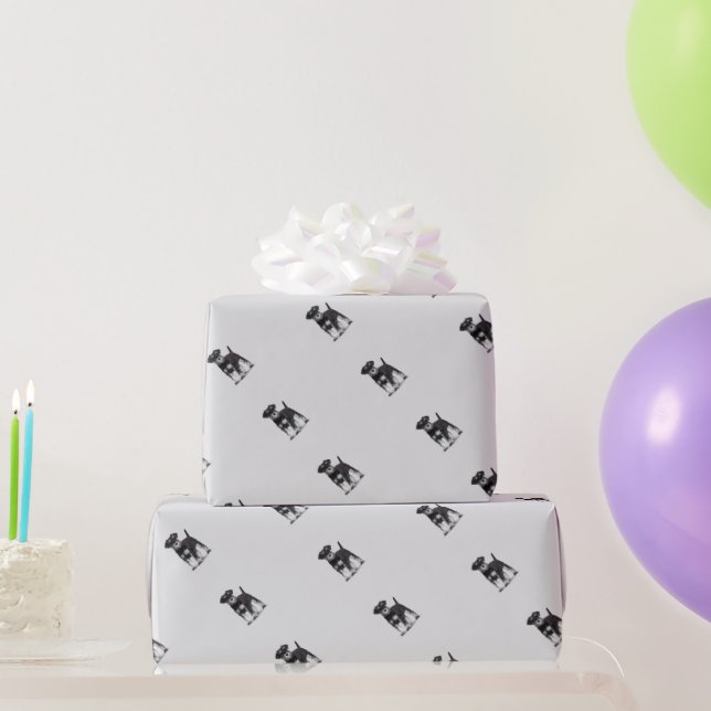 Watercolor Miniature Schnauzer  Dog Pet Animal  Wrapping Paper (Party Gifts)