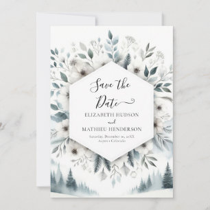 Watercolor Minimal Mountain Wedding Save The Date