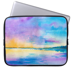 Watercolor minimalist abstract landscape: sea, sky laptop sleeve