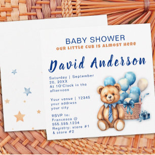 Watercolor minimalist baby shower boy invitation