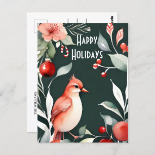 Watercolor Minimalist Christmas Postcard