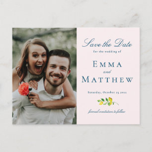 Watercolor MInimalist Lemon - QR & Photo Announcement Postcard