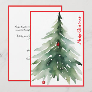 Watercolor Minimalist Red Corporate Christmas Holiday Card