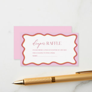 Watercolor Minimalist Wavy Hot Pink Orange baby s Enclosure Card