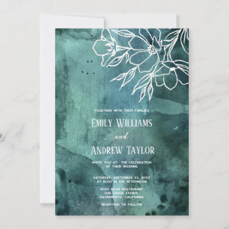 Watercolor minimalistic magnolia invitation