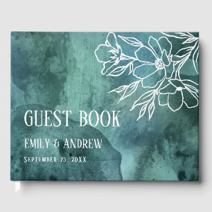 Watercolor minimalistic magnolia invitation guest book