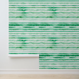 Watercolor Mint Green White Stripe Patterns Simple Wallpaper