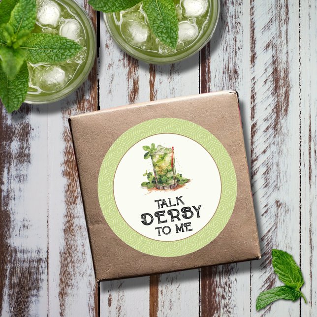 Watercolor Mint Julep Derby Classic Round Sticker (Watercolor Mint Julep Talk Derby to Me Round Stickers - 2 sizes available)
