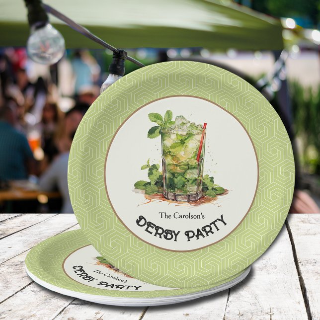 Watercolor Mint Julep Derby Party Paper Plate (Watercolor Mint Julep Derby Party Paper Plates)