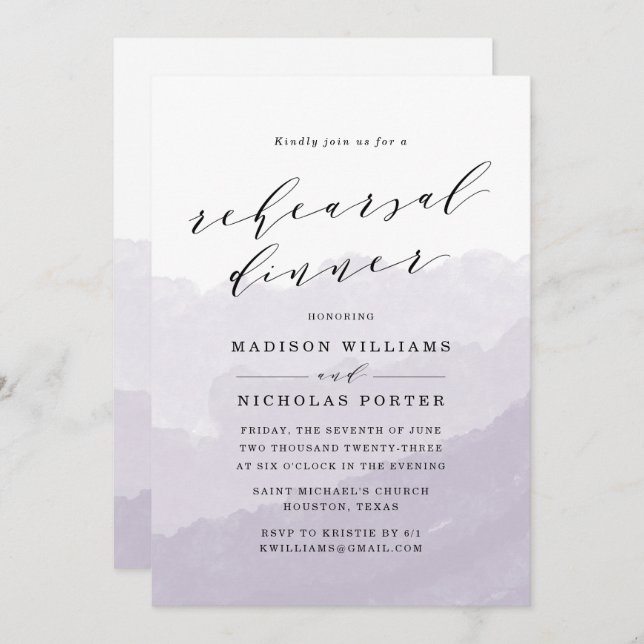 Watercolor Mist | Rehearsal Dinner Invitation (Front/Back)