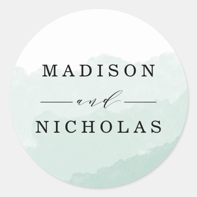 Watercolor Mist | Wedding Favour Stickers (Front)