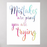 Watercolor Mistakes Quote Classroom Craft Room