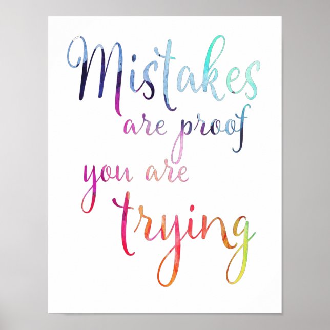 Watercolor Mistakes Quote Classroom Craft Room Poster (Front)