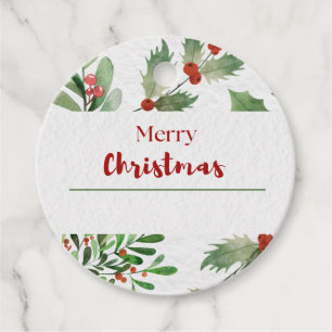 Watercolor Mistletoe Christmas Gift Tag