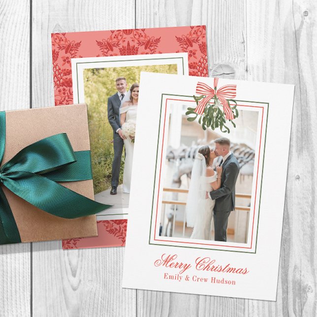 Watercolor Mistletoe Christmas Photo Holiday Card (Creator Uploaded)