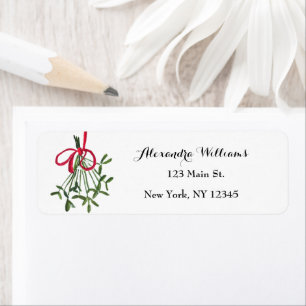Watercolor Mistletoe Christmas Return Address Label