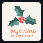 Watercolor mistletoe christmas square sticker<br><div class="desc">Watercolor mistletoe christmas square sticker</div>
