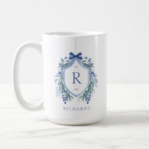 Watercolor Mistletoe Crest Monogram Coffee Mug