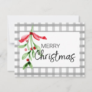 Watercolor Mistletoe Custom Christmas Card