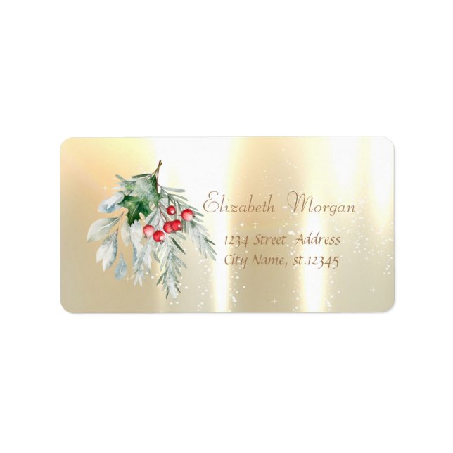 Watercolor Mistletoe Gold Label (Front)
