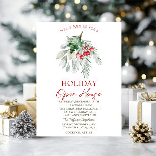 Watercolor Mistletoe Holiday Open House Invitation