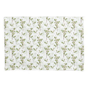 Watercolor Mistletoe Winter Plant Seamless Pattern Pillowcase