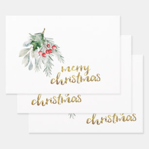 Watercolor Mistletoe Wrapping Paper Sheet