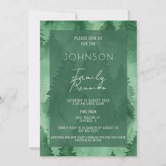 Watercolor Misty Forest Modern Rustic  Invitation
