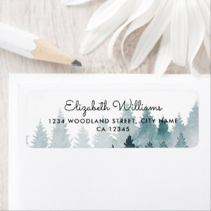 Watercolor Misty Forest Return Address Label
