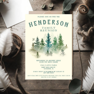 Watercolor Misty Wood Retro Rustic Family Reunion Invitation