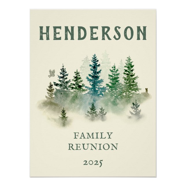 Watercolor Misty Wood Retro Rustic Poster (Front)