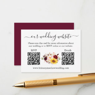 Watercolor Mixed Floral 2 QR RSVP Details Enclosure Card