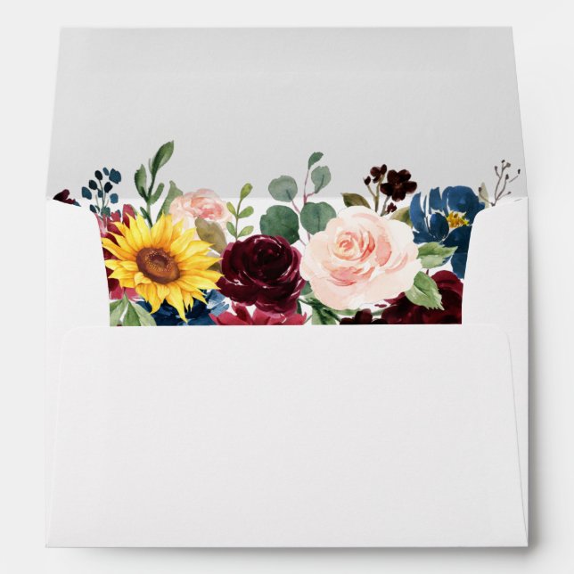 Watercolor Mixed Floral Wedding Envelope (Back (Bottom))