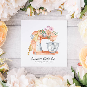 Watercolor Mixer Cake + Bakery Business Card