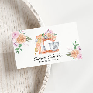 Watercolor Mixer Cake + Bakery Business Card